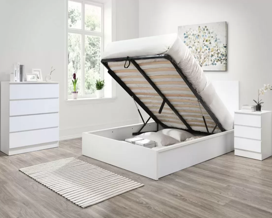 Oslo Double Ottoman Bed - White