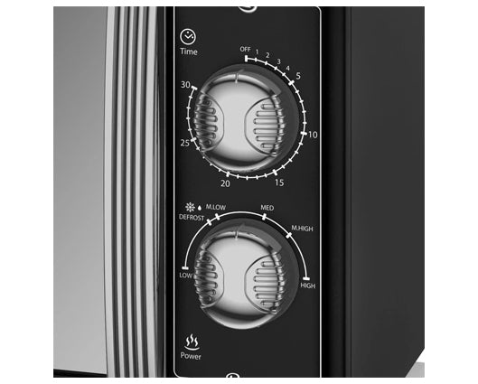 Retro Black 900W Manual Microwave
