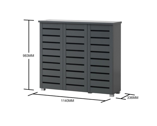 Tall 3 Door Shoe Cabinet-Dark Grey