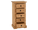 Corona 5 Drawer Narrow Chest - Distressed Waxed Pine