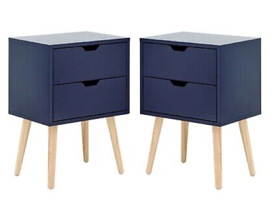 Nyborg 2 Drawer Bedsides (Pair)- Nightshadow Blue