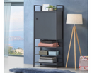 Storage Cabinet with 1 Door & 3 Shelves-Dark Grey