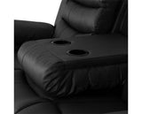 Roma 3 Seater Recliner Sofa - Black Faux Leather