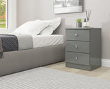 DENVER 3 DRAWER BEDSIDE - GREY GLOSS