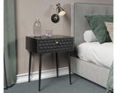Saturn metal 1 drawer bedside cabinet, black with gold handle
