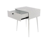 Saturn metal 1 drawer bedside cabinet, white with gold handle