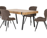 TREVISO & QUEBEC DINING SET (X4 CHAIRS) - LIGHT OAK EFFECT/BROWN FAUX LEATHER