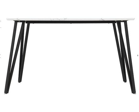 MARLOW & SHELDON DINING SET (X4 CHAIRS) - WHITE MARBLE/GREY VELVET FABRIC