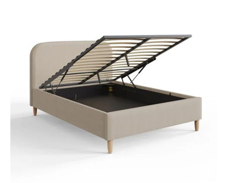 Finlee Boucle Ottoman King Bed- Natural Stone