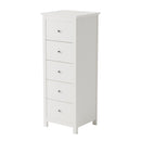 Nairn White 5 drawer narrow chest of drawers