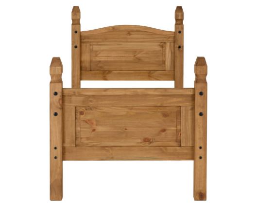 Corona Single Bed High Foot End - Distressed Waxed Pine