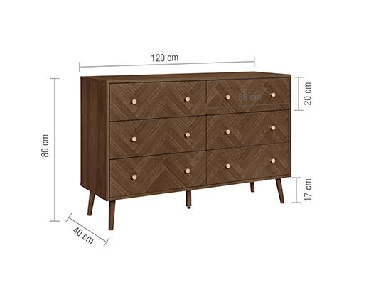 Herringford 6 Drawer Wide Chest - Walnut