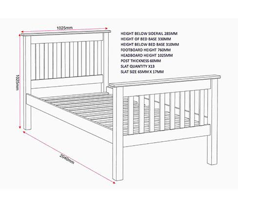 MONACO 3' HIGH END BED - DARK GREY/OAK EFFECT