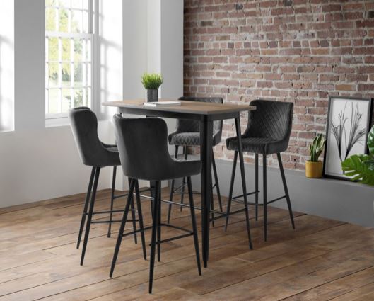 Leena Velvet Bar Stool-Grey