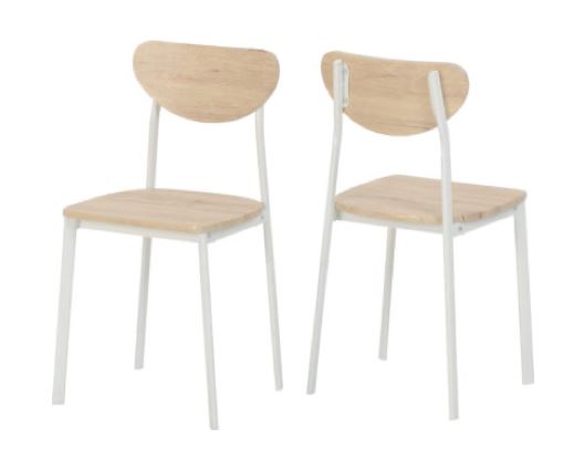 Rickson Chair - White/Light Oak Effect Veneer Set of 2
