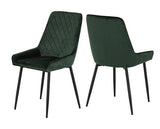 QUEBEC STRAIGHT & AVERY DINING SET (X4 CHAIRS) - MEDIUM OAK EFFECT/EMERALD GREEN VELVET