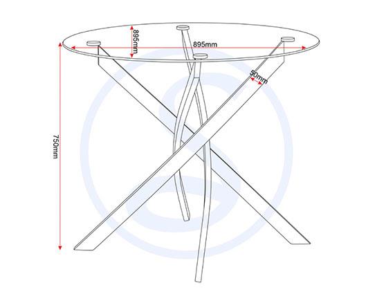 SHELDON ROUND GLASS TOP DINING TABLE - CLEAR GLASS/BLACK