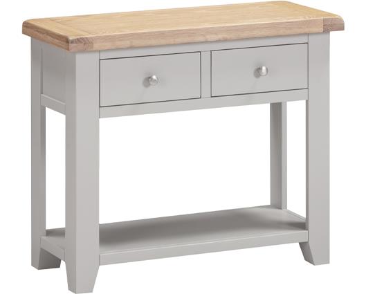 WINDSOR 2 DRAWER CONSOLE TABLE - PEBBLE GREY/OAK