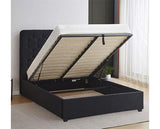 MADISON 4'6" OTTOMAN BED - BLACK VELVET FABRIC