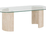 MODENA COFFEE TABLE - CLEAR GLASS/CREAM MARBLE EFFECT