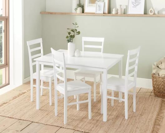 Carter Dining Table & 6 Ladder Chairs- White