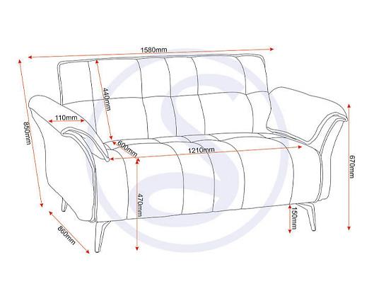 Amalfi 2 Seater Sofa - Grey Fabric