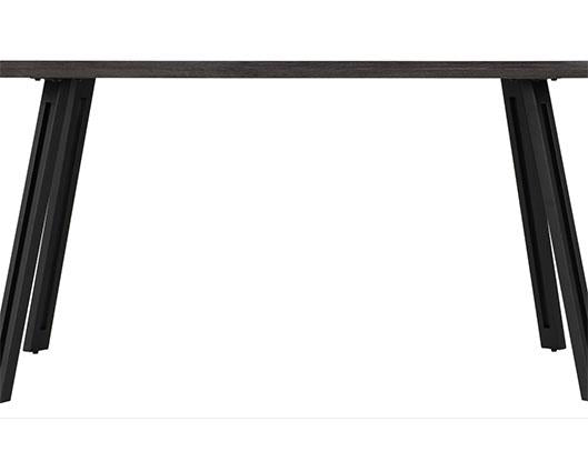 QUEBEC WAVE EDGE DINING SET (X4 CHAIRS) - BLACK WOOD GRAIN/GREY FAUX LEATHER