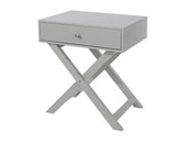 Cross Leg 1 Drawer Bedside Cabinet-Light Grey