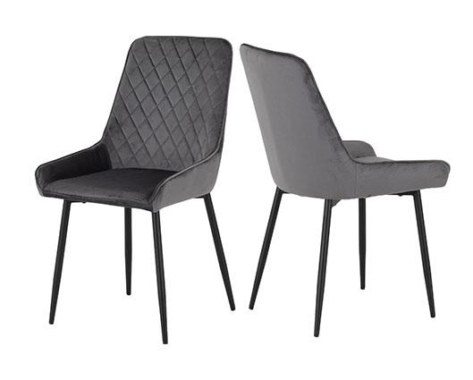 MARLOW & AVERY DINING SET (X4 CHAIRS) - BLACK MARBLE/GREY VELVET
