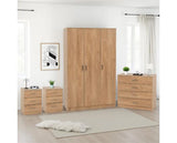 DAKOTA 3 DOOR WARDROBE BEDROOM SET - OAK EFFECT