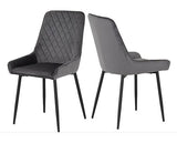 MARLOW & AVERY DINING SET (X4 CHAIRS) - WHITE MARBLE/GREY VELVET