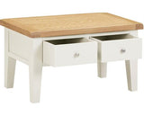 WINDSOR 2 DRAWER COFFEE TABLE - IVORY/OAK