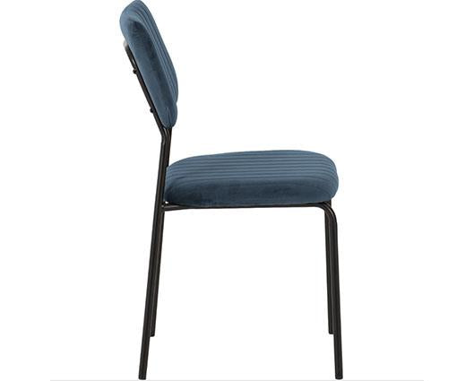 SHELDON ROUND GLASS TOP DINING SET (X4 CHAIRS) - CLEAR GLASS/NAVY BLUE VELVET FABRIC