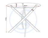 SHELDON ROUND GLASS TOP DINING SET (X4 CHAIRS) - CLEAR GLASS/IVORY BOUCLE FABRIC