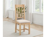 WINDSOR SLATTED DINING CHAIR (X2 PER BOX) - NATURAL OAK/OAT FABRIC