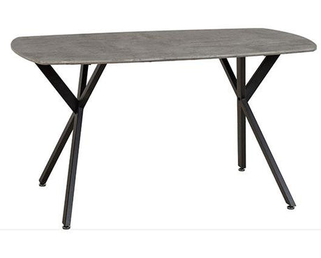 ATHENS RECT & LUKAS DINING SET (X4 CHAIRS) - CONCRETE/EMERALD GREEN VELVET