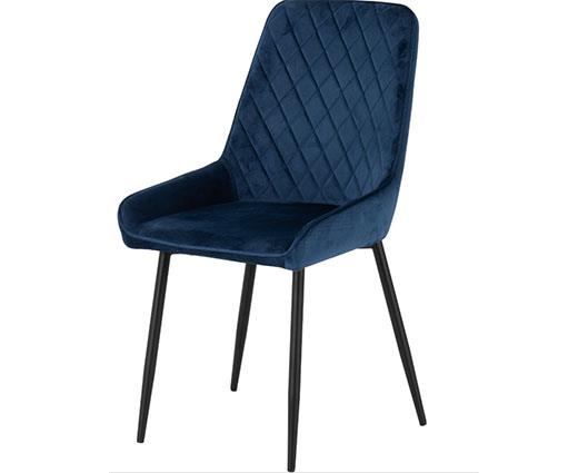 ATHENS RECT & AVERY DINING SET (X4 CHAIRS) - MEDIUM OAK EFFECT/SAPPHIRE BLUE VELVET