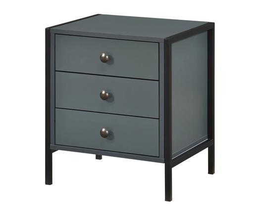 Alva 3 Drawer Bedside - Dark Grey