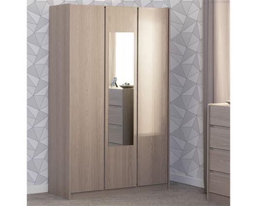 PARIS 3 DOOR MIRRORED WARDROBE - SMOKED ASH EFFECT