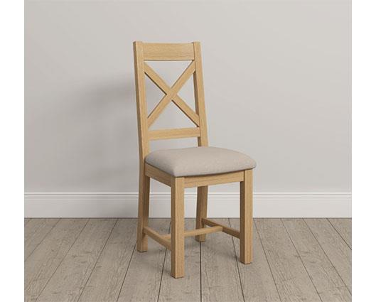 WINDSOR CROSS BACK DINING CHAIR (X2 PER BOX) - NATURAL OAK/OAT FABRIC