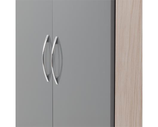 NEVADA 2 DOOR CORNER WARDROBE - GREY GLOSS/LIGHT OAK EFFECT VENEER