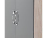 NEVADA 2 DOOR CORNER WARDROBE - GREY GLOSS/LIGHT OAK EFFECT VENEER