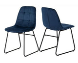 MARLOW & LUKAS DINING SET (X4 CHAIRS) - BLACK MARBLE/SAPPHIRE BLUE VELVET