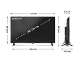 SHARP 1T-C32HD2725KB Roku TV 32" Smart HD Ready HDR LED TV