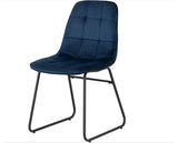 ATHENS RECT & LUKAS DINING SET (X4 CHAIRS) - MEDIUM OAK EFFECT/SAPPHIRE BLUE VELVET