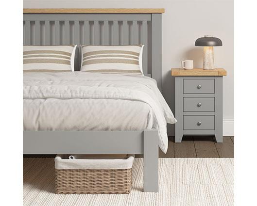 WINDSOR 5' LOW END BED - PEBBLE GREY/OAK