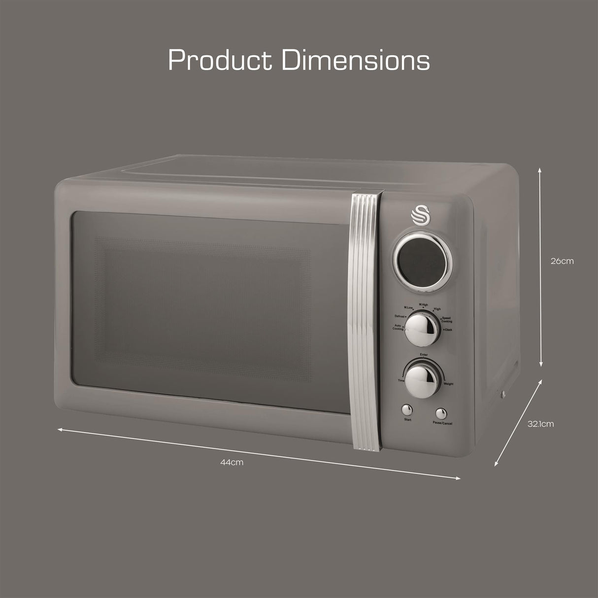 800W Retro Digital Microwave - Grey