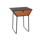 Apollo metal 1 drawer bedside cabinet, copper drawer, black cabinet, handle and legs