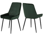AVERY EXTENDING DINING SET (X4 CHAIRS) - CONCRETE/EMERALD GREEN VELVET