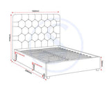 MADISON 4'6" BED - GREY VELVET FABRIC